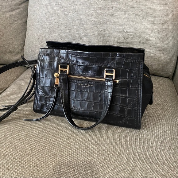 Marc Jacobs Cruiser Croc Embossed Leather Satchel Purse - Picture 2 of 8